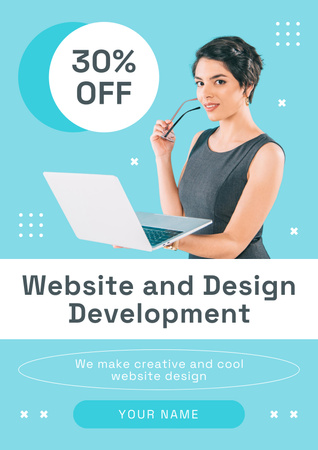 Plantilla de diseño de Website Development Course Ad Poster 