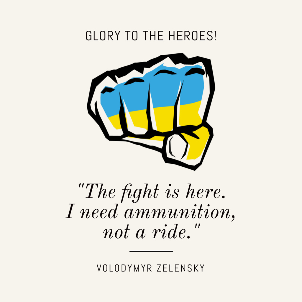 Designvorlage Power and Glory to Heroes of Ukraine  für Instagram