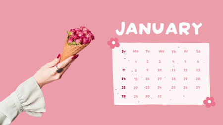 Ontwerpsjabloon van Calendar van Boeketten van mooie verschillende bloemen