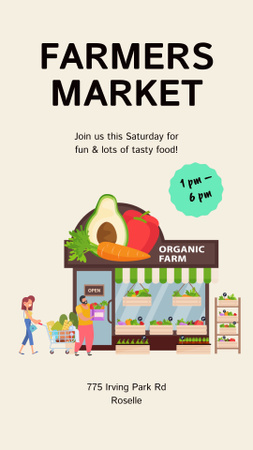 Farmer Market With Organic Food Announcement Instagram Video Story Design Template