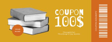 Thanksgiving Special Offer on Books in Yellow Coupon Design Template