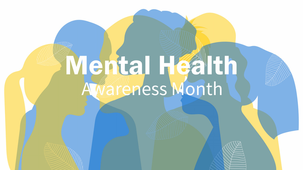 Mental Health Month Announcement with Transparent Silhouettes of Women Zoom Background – шаблон для дизайна