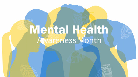Mental Health Month Announcement with Transparent Silhouettes of Women Zoom Background Design Template