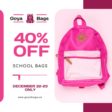 Modèle de visuel Les sacs d'école offrent un sac à dos rose - Instagram