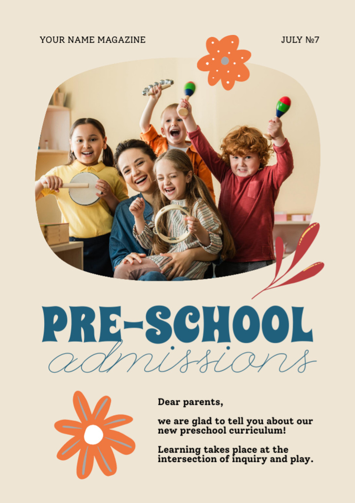 School Apply Announcement with Little Kids Newsletter Πρότυπο σχεδίασης