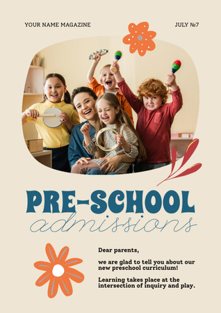 Объявление о поступлении в школу для маленьких детей Newsletter – шаблон для дизайна