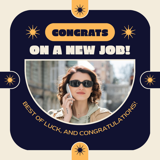 Congrats on New Job to a Lady LinkedIn post tervezősablon