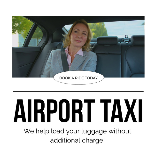 Designvorlage Airport Taxi Service Offer In White für Animated Post