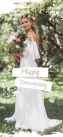Happy Anniversary Greeting with Bride Snapchat Moment Filter Design Template