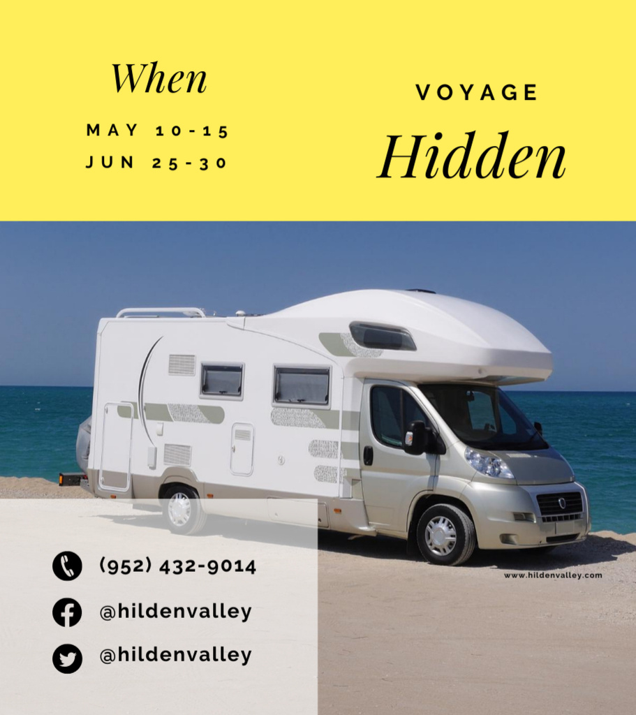 Travel to Beach by Family Van Brochure 9x8in Bi-fold Design Template