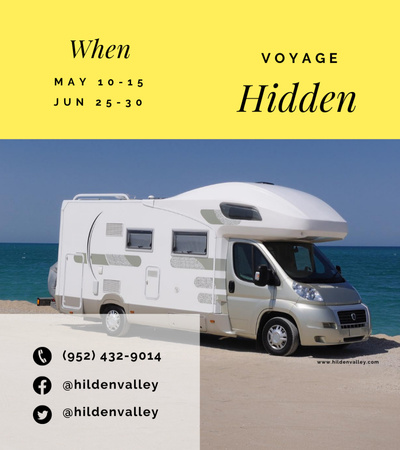 Travel Offer with Family in van Brochure 9x8in Bi-fold Design Template