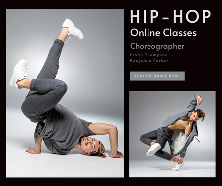 Hip Hop Online Classes Announcement Facebook Design Template