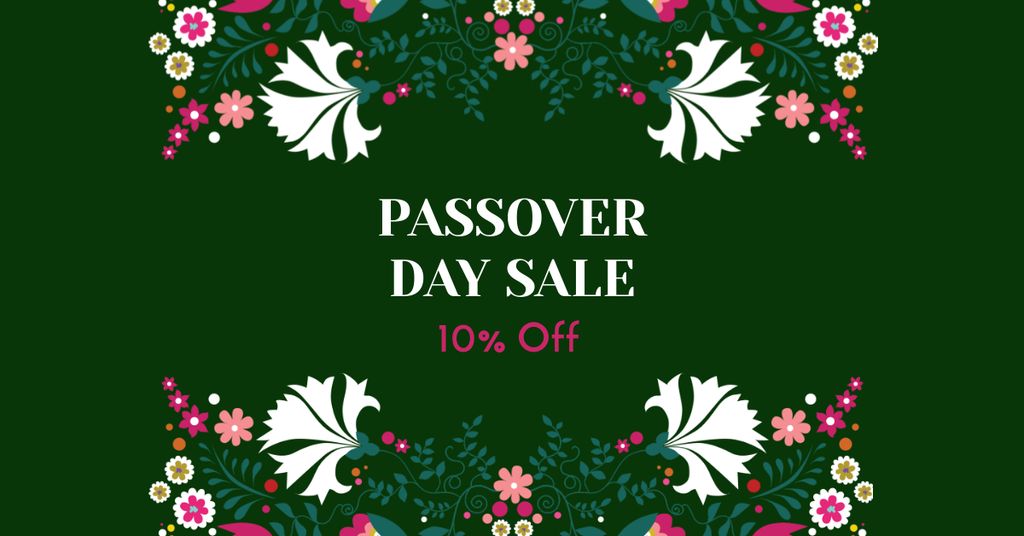 Passover Day Sale with Flowers Facebook AD Design Template