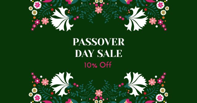 Passover Day Sale with Flowers Facebook AD Design Template