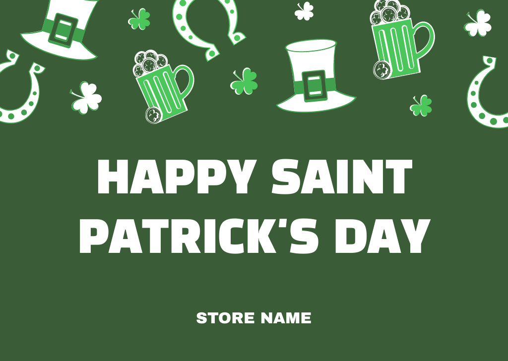 St. Patrick's Day Greeting from Store Card Design Template