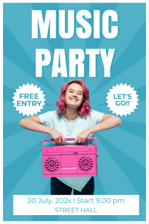 Зрелищная музыкальная вечеринка с бесплатным входом Pinterest – шаблон для дизайна