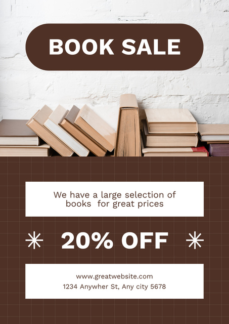 Book Sale Announcement with Offer of Discount Poster Design Template