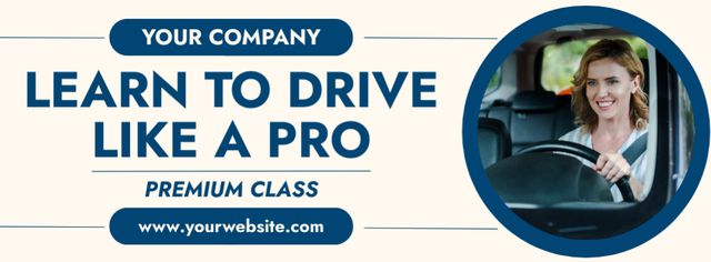 Premium Driving Course At School Offer Facebook cover – шаблон для дизайна