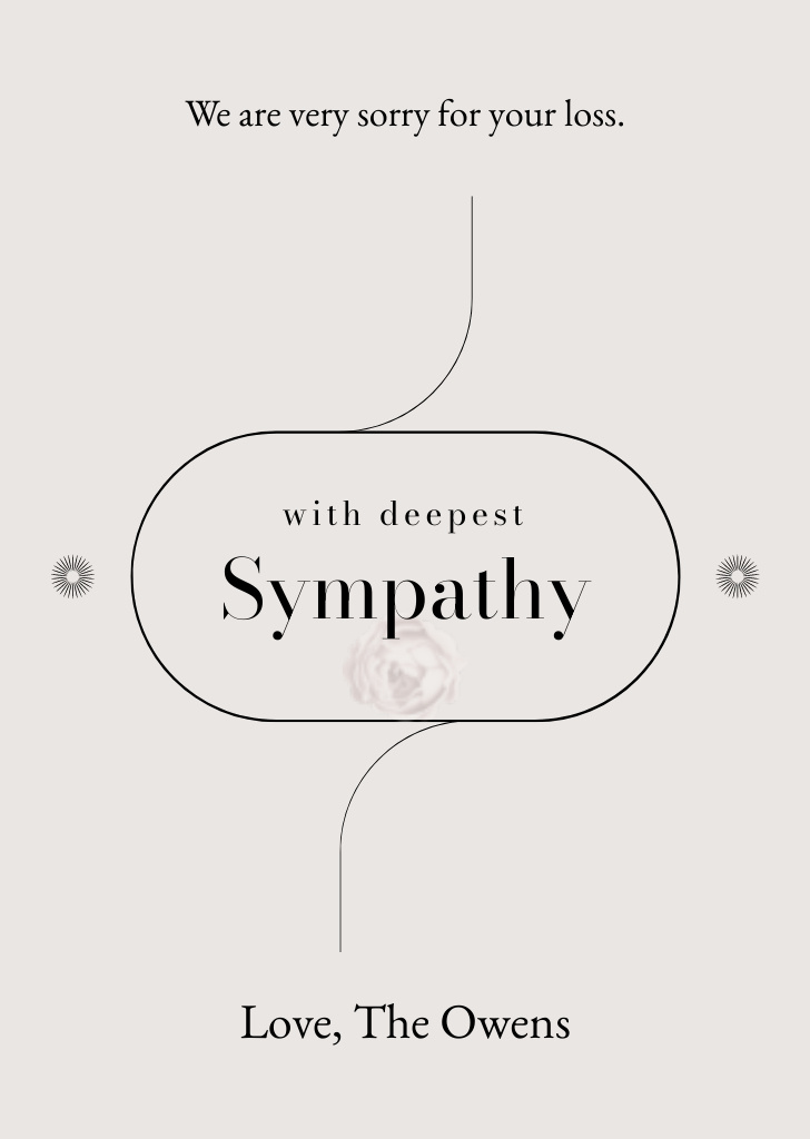 Plantilla de diseño de Deepest Sympathy Expression on Grey Minimalist Postcard A6 Vertical 
