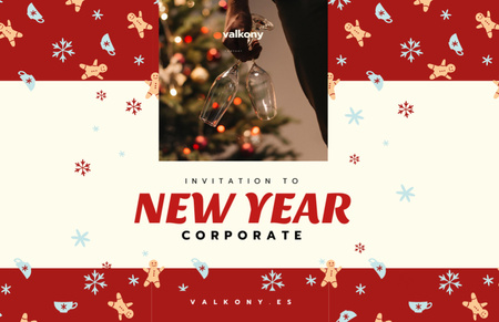 Designvorlage Man with Champagne at New Year Corporate Party für Flyer 5.5x8.5in Horizontal