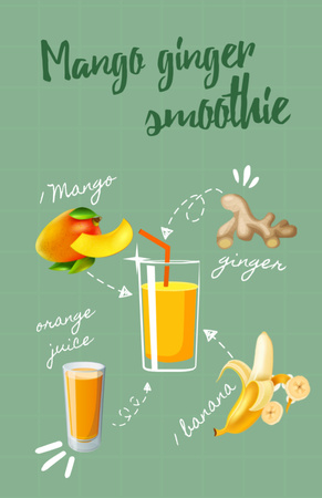 Mango Ginger Smoothie Cooking Recipe Card Design Template
