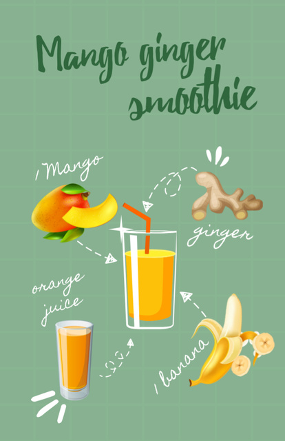 Template di design Mango Ginger Smoothie Cooking Recipe Card