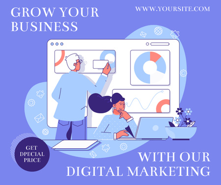 Offer of Growing Business with Digital Marketing Facebook Design Template