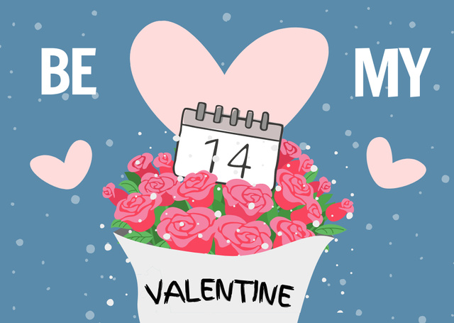 Lovely Greetings on Valentine's Day with Bouquet of Roses Card Šablona návrhu