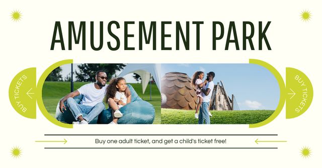Template di design Unlock Unlimited Fun with Family Attractions Pass In Amusement Park Facebook AD