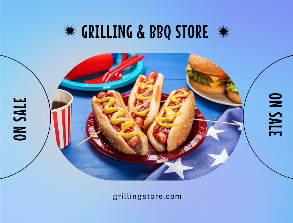 Independence Day Sale of BBQ Foods and Goods Postcard 4.2x5.5inデザインテンプレート