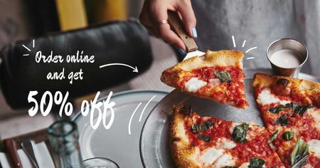 pizzaria promo pedido on-line Facebook AD Modelo de Design