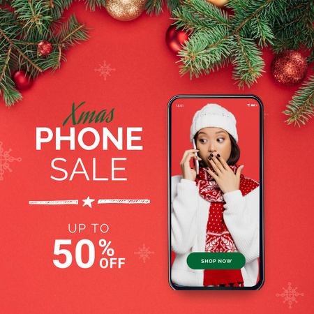 Designvorlage Christmas Phone Sale für Instagram