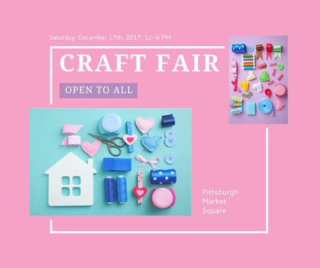 Plantilla de diseño de Craft Fair with needlework tools Facebook 