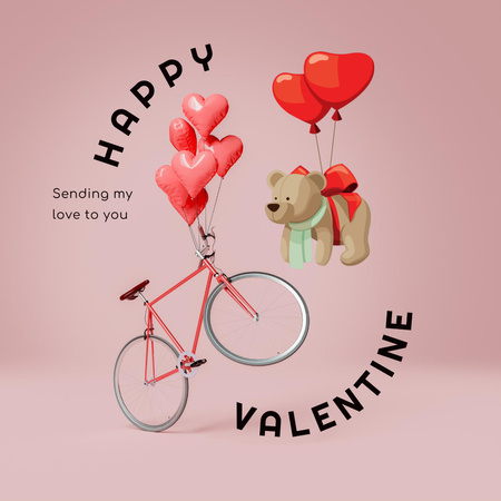 Bike and Teddy Bear for Valentine's Day Instagramデザインテンプレート