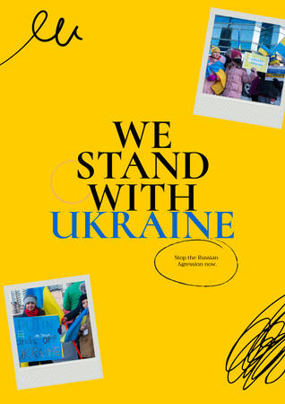 We stand with Ukraine Poster Design Template