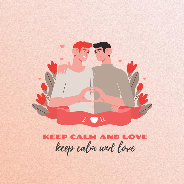 Love Phrase with Cute LGBT Couple Instagram Design Template