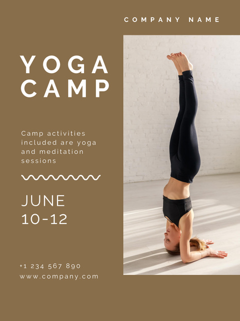 Yoga Camp Invitation with Meditation Sessions Poster US Design Template
