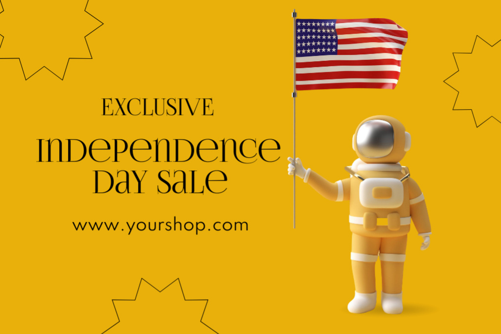 USA Independence Day Exclusive Sale Postcard 4x6in – шаблон для дизайна