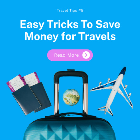 Roll-aboard Suitcase for Travel Tips Instagram Design Template