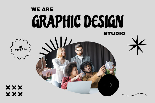 Team working on Graphic Design Flyer 4x6in Horizontal Modelo de Design
