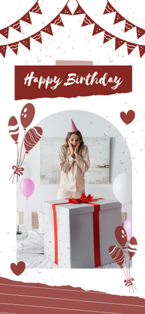 Ontwerpsjabloon van Snapchat Moment Filter van Gelukkig feestvarken met grote geschenkdoos
