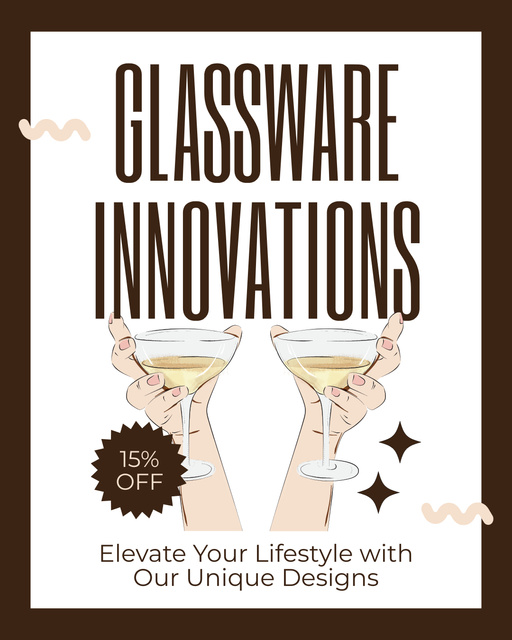Unique Design Glass Drinkware With Discounts Instagram Post Vertical tervezősablon