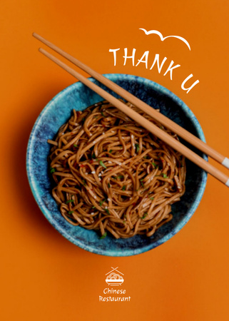 Modèle de visuel Annonce de restaurant chinois avec des nouilles - Postcard 5x7in Vertical
