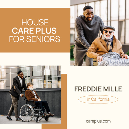 Ontwerpsjabloon van Instagram AD van Op senioren gerichte huiszorgaanbieding nu verkrijgbaar in het oranje