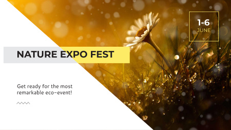 Nature Festival Announcement with Daisy Flower FB event cover Design Template