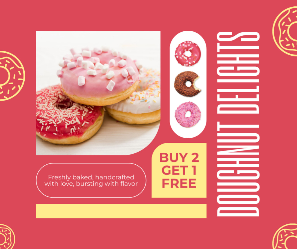 Doughnut Shop with Special Offer Promo Facebook Modelo de Design