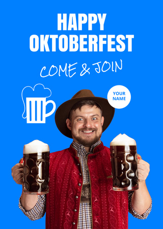 Oktoberfest Celebration Announcement Postcard A6 Vertical Design Template