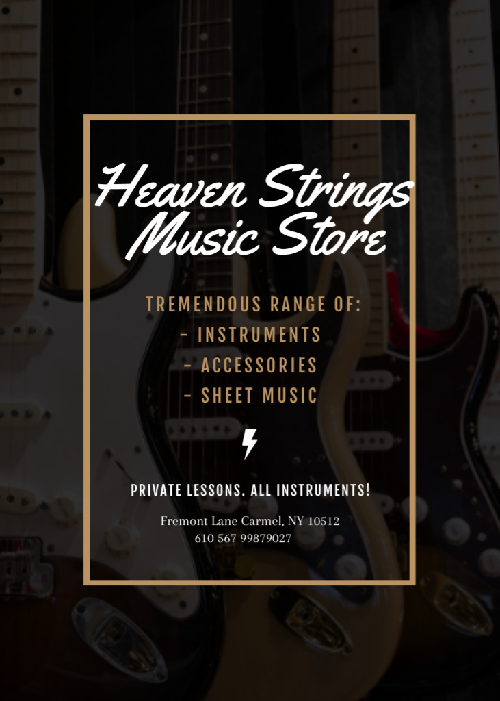 Guitars in Music Store Invitation Modelo de Design