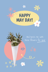 May Day Celebration Announcement with Small Bouquet