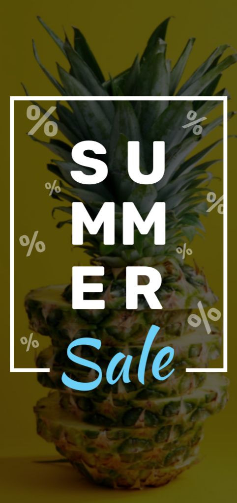 Summer Sale with Tropical Pineapple Flyer DIN Large Design Template